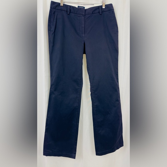 LANDS-END - Women’s Navy Mid Rise Trouser Leg Chino Lighthouse Pants Size 10 NWT - Picture 2 of 11
